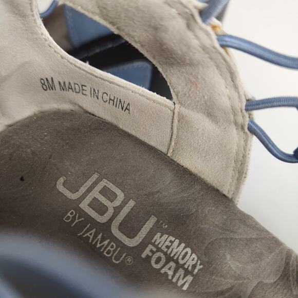 JBU Size 8 Isla Blue Denim Color Zip Up Wedge Sandals - Picture 7 of 9